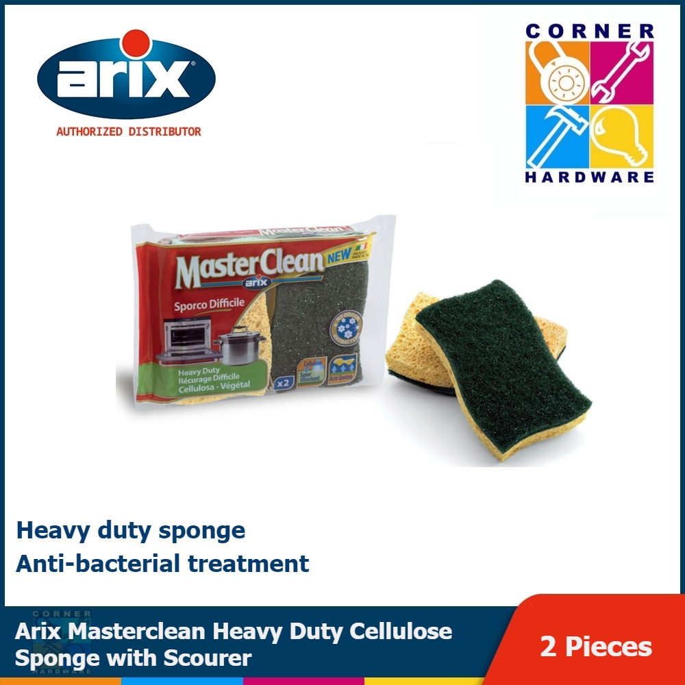 Image of ARIX Master Clean Easy Grip Heavy Duty Sponge with Scourer 2pcs.
