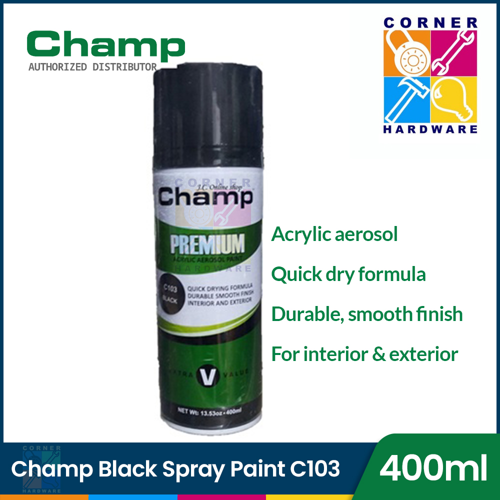 Image of CHAMP Premium Acrylic Aerosol Spray Paint Matte Black