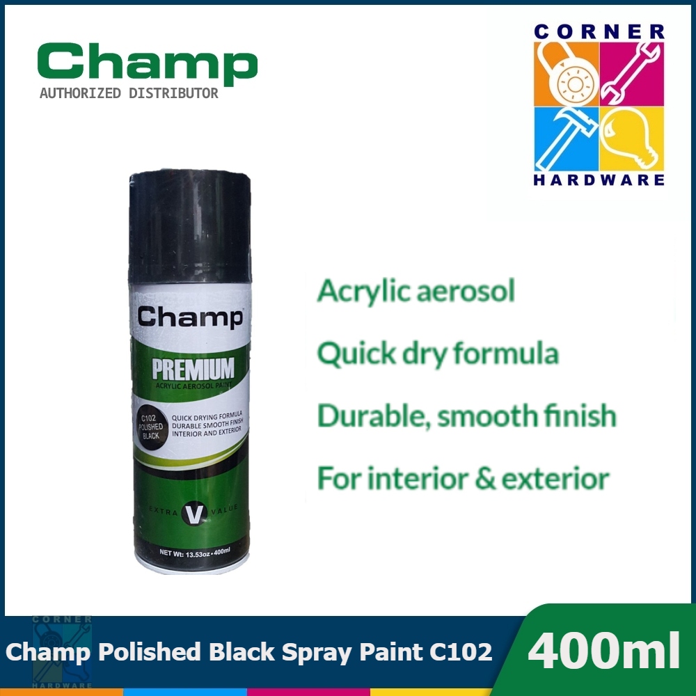 Image of CHAMP Premium Acrylic Aerosol Spray Paint Polished Black