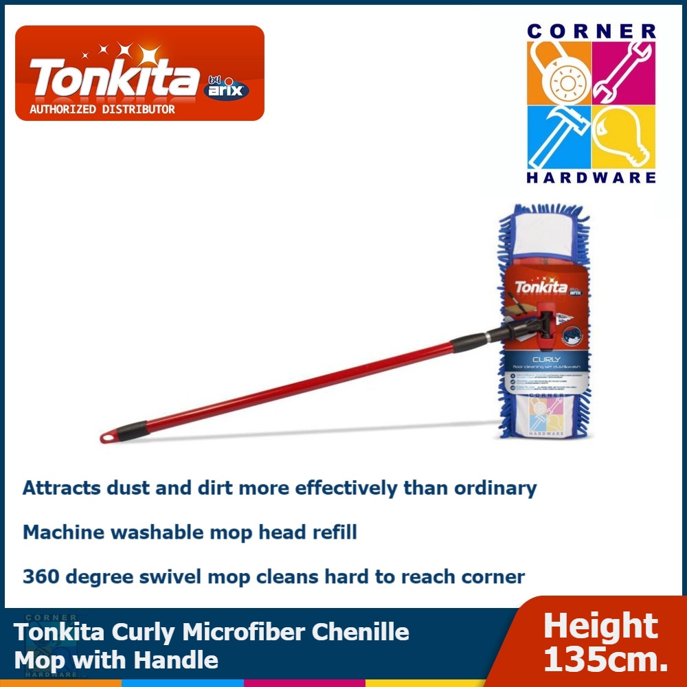 Image of TONKITA Curly Microfibre Chenille Mop with Handle