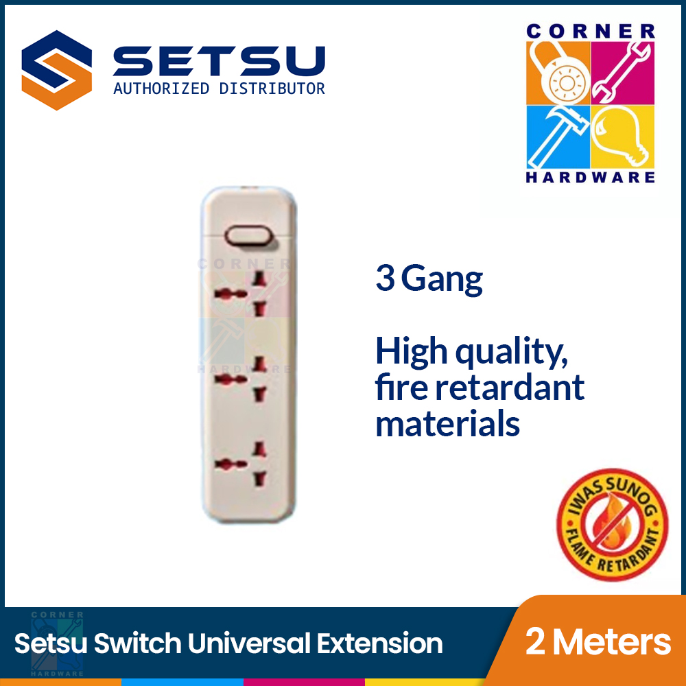 Image of SETSU Extension Cord UniversalS witch 3 Gang 2 Meters