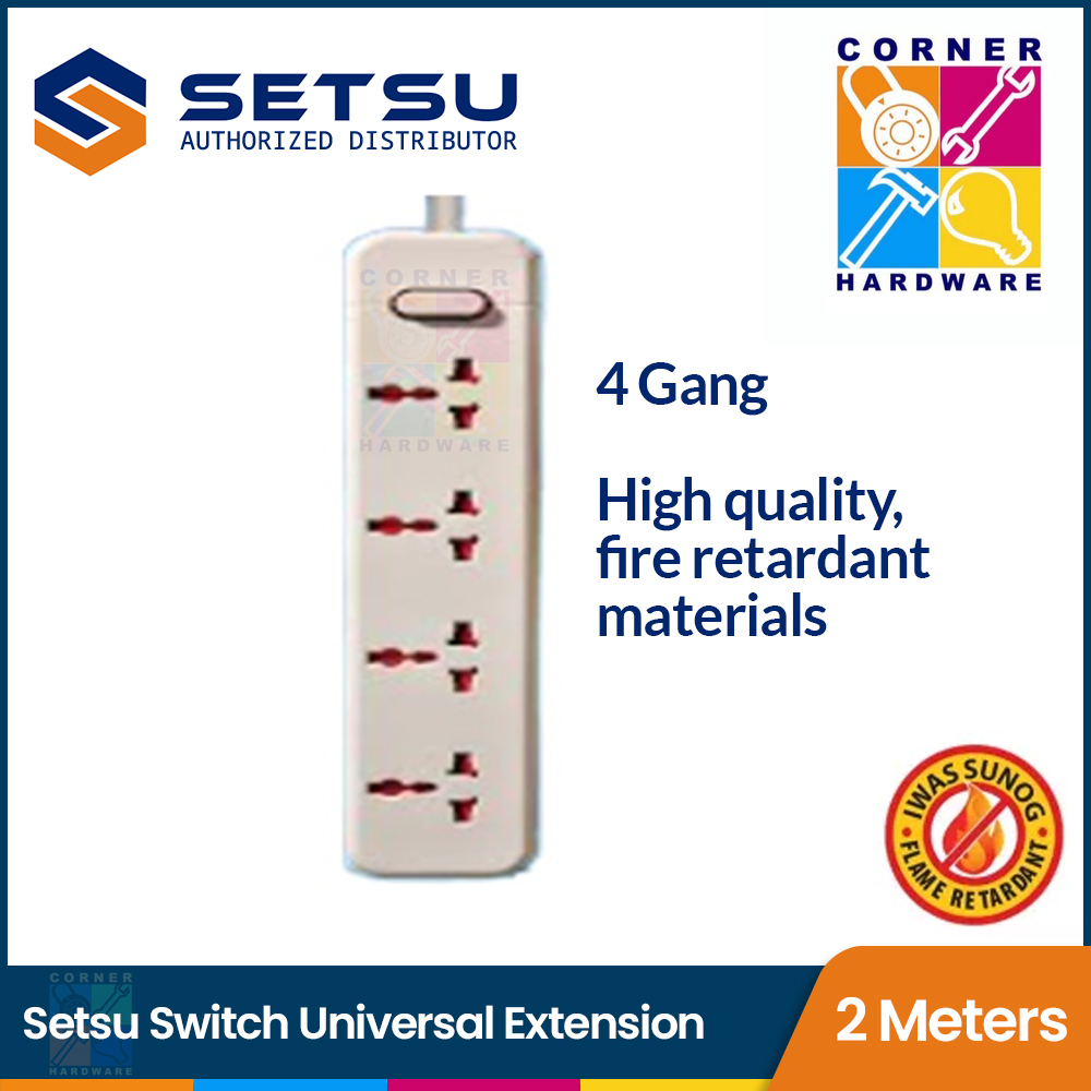 Image of SETSU Extension Cord Universal Switch 4 Gang 2 Meters